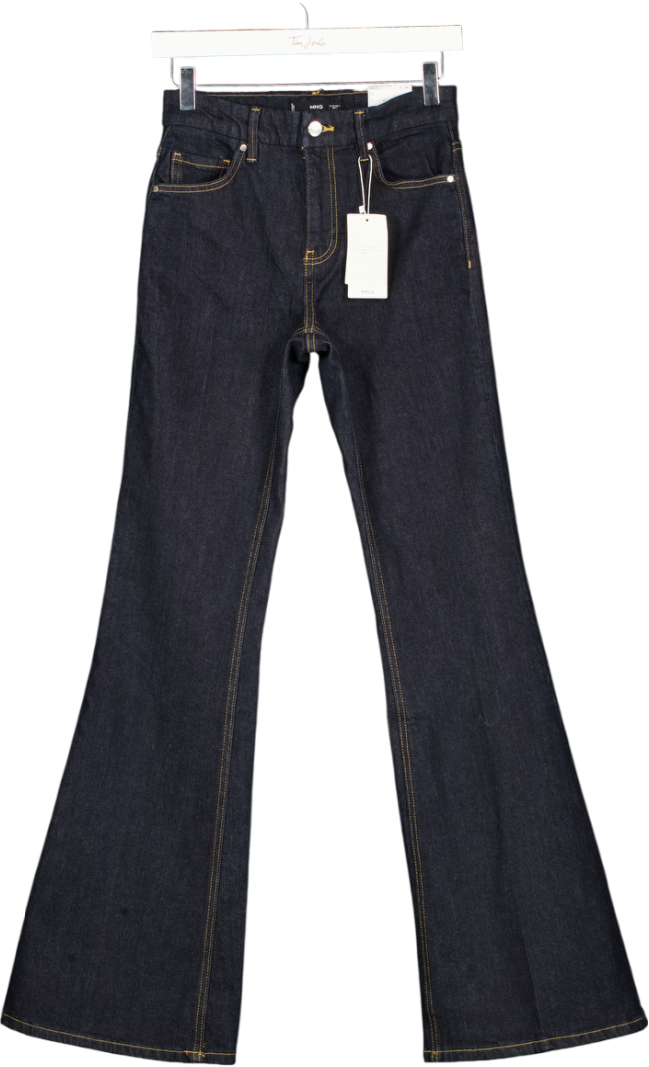 MANGO Indigo Blue Violet Flared High-rise Jeans UK 6