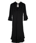 MOSCHINO JEANS Black Chiffon Frill Detail Midi Dress UK 16