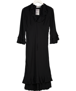 MOSCHINO JEANS Black Chiffon Frill Detail Midi Dress UK 16