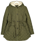 French Connection Green Quilted Drawstring Jacket With Borg Lined Hood UK L