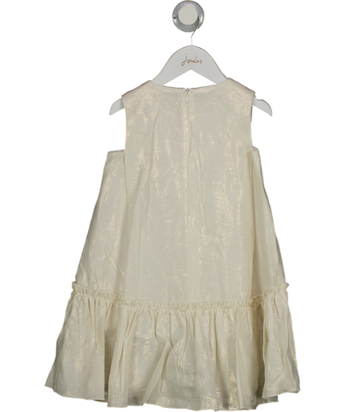 Il Gufo Cream Metallic Linen Ruffle Hem Dress 3 Years
