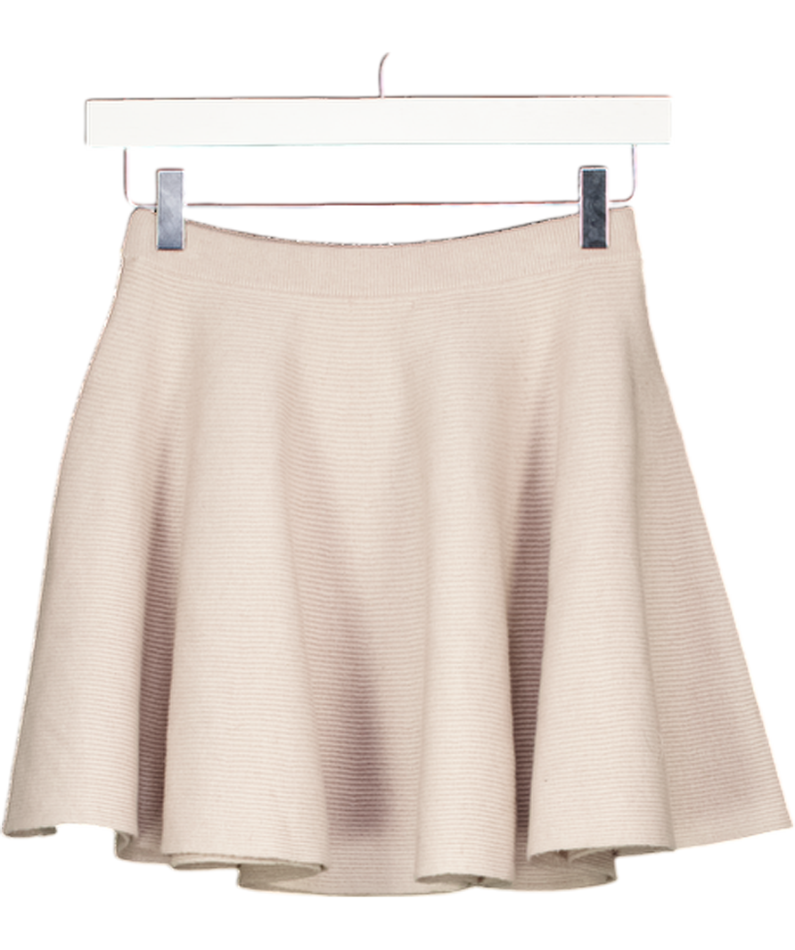 HOUSE OF CB Beige Fern Ribbed-knit Mini Skirt UK S