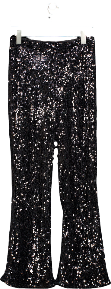 4th & Reckless Black Sequin Straight Leg Trousers UK 6