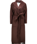 JONATHON SIMKHAI Brown Carrie Fringed Wool-blend Coat UK S