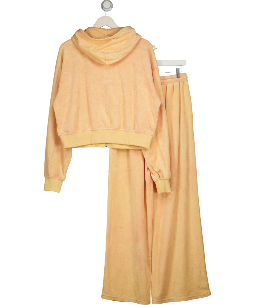 WHITE FOX 2piece Tangerine Orange Terry Zip Jacket & Wide Leg Jogger Set UK S/M