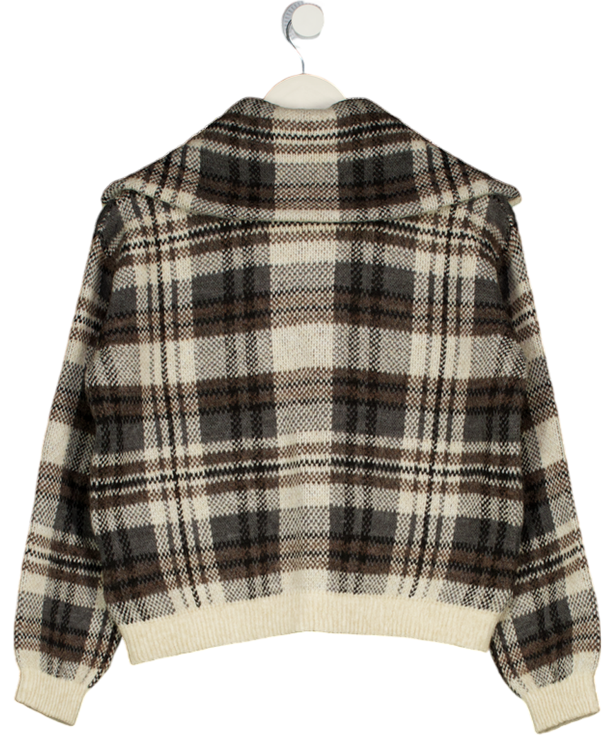 H&M Brown Jacquard-knit Jacket UK XS