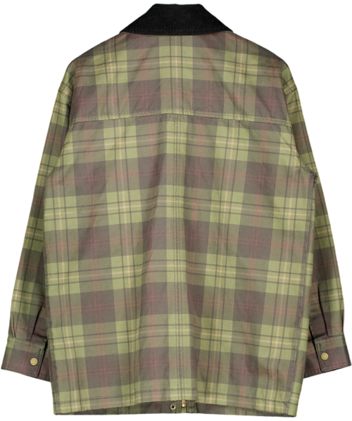 ABERCROMBIE & FITCH Green Plaid Mid-length Waxed Barn Jacket UK M