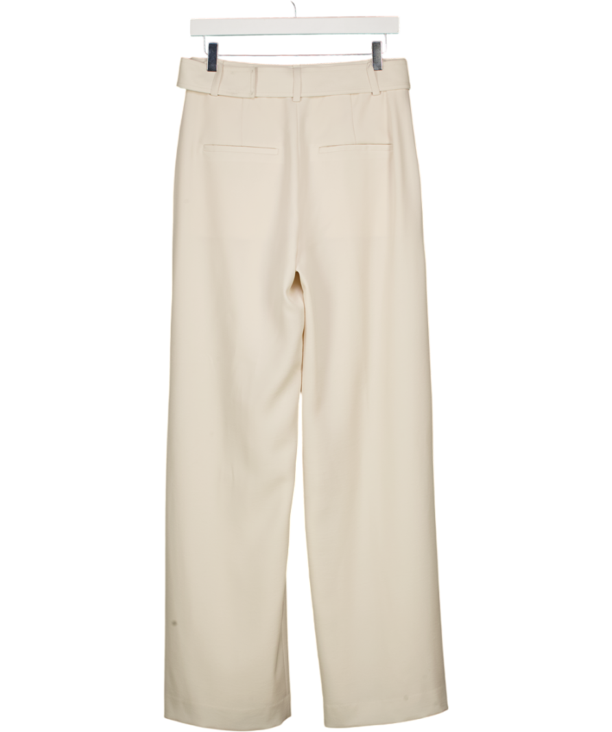 VINCE Magnolia Cream Belted Crepe Wide Leg Trousers Us4 UK 8