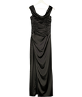 REFORMATION Black Satin Ruched Detail Maxi Dress Gown Us4 UK 8