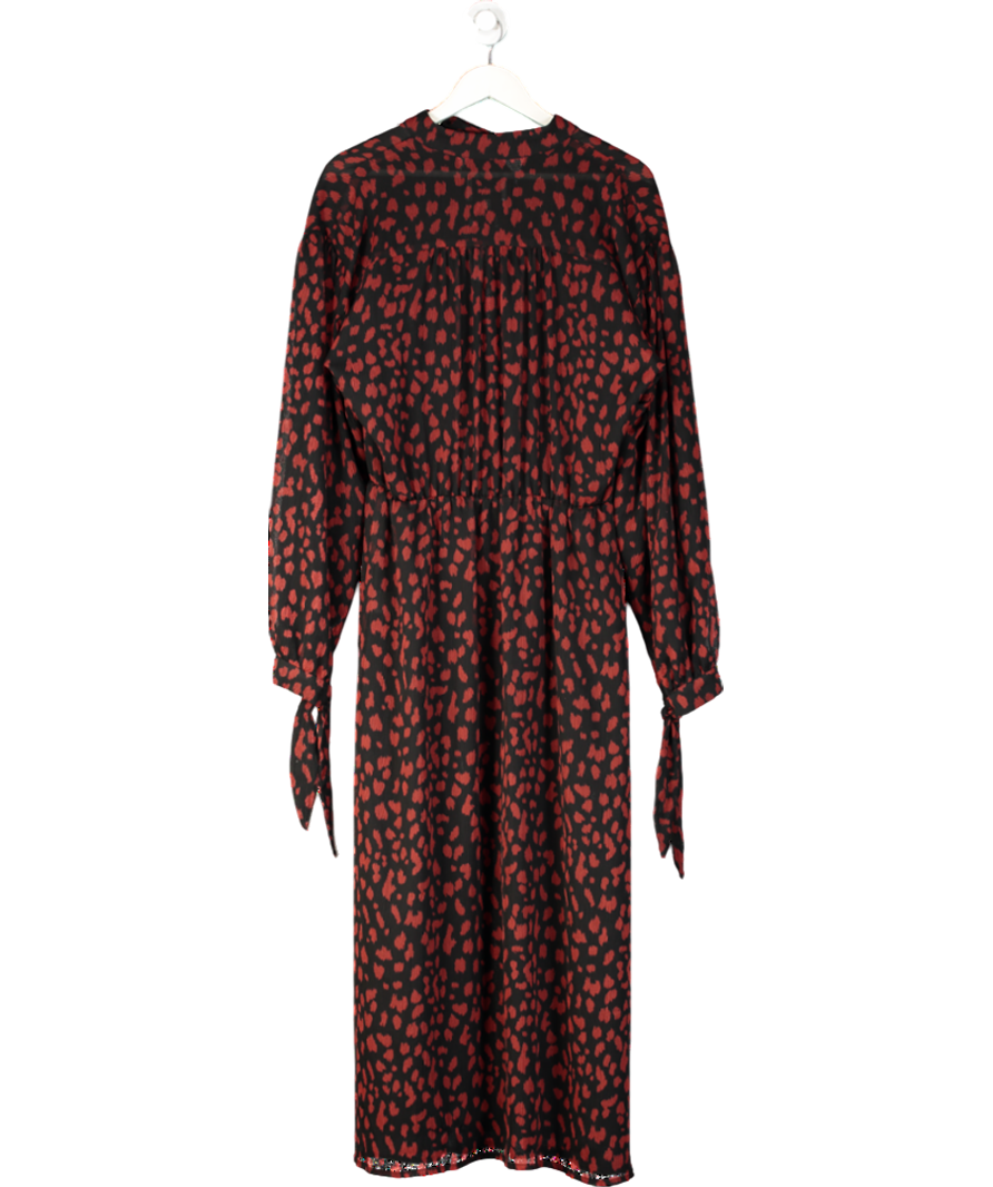 Nanushka Black Tie Neck Animal Print Dress UK M