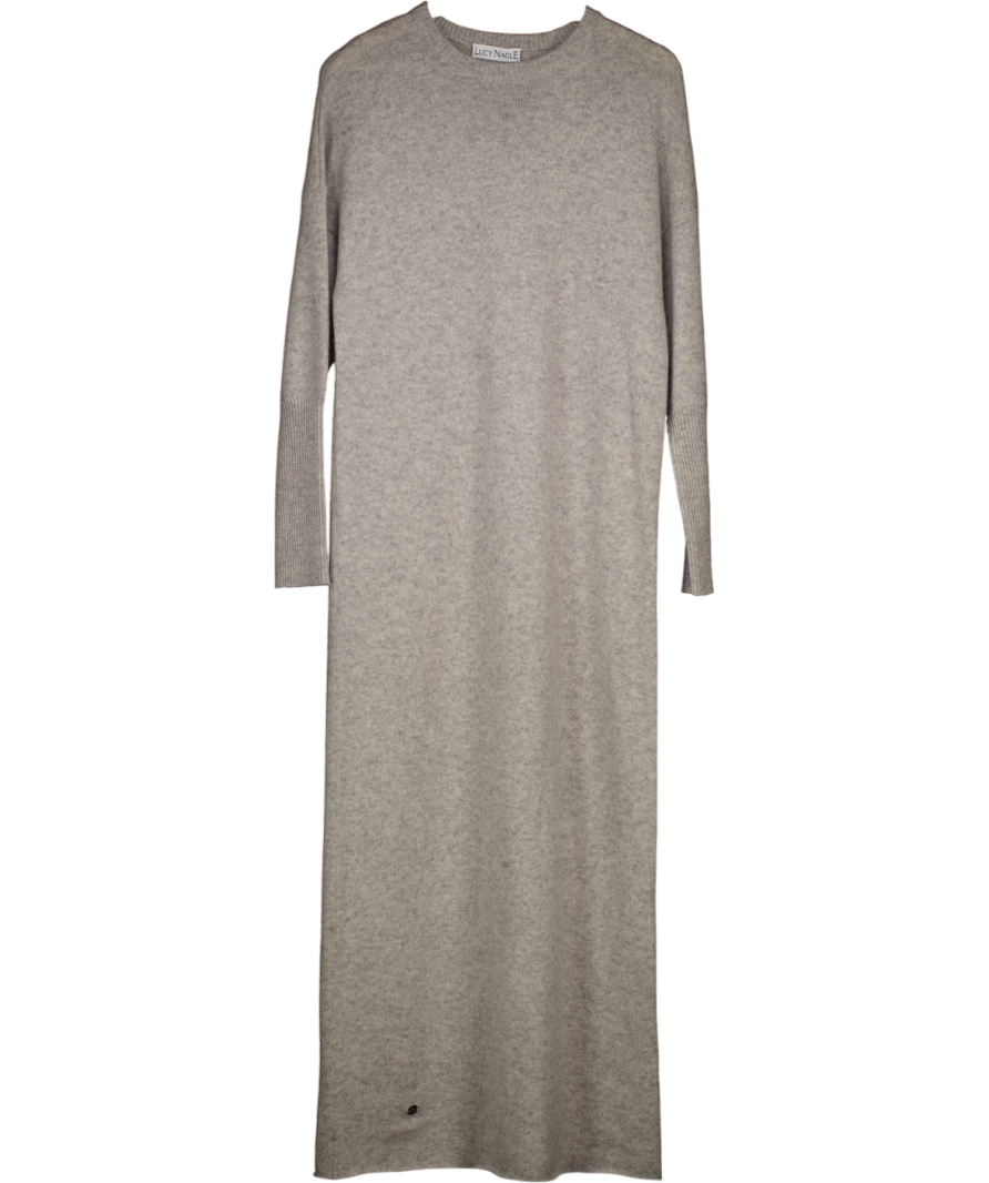 LUCY NAGLE Grey X The Fashion Bug Virgin Wool/cashmere Blend Knitted Maxi Dress UK XS/S