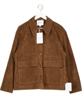 Topshop Brown Faux Suede Patch Pocket Boxy Jacket UK M