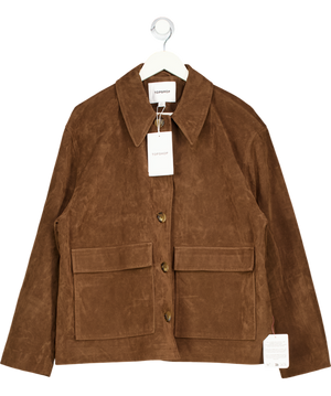 Topshop Brown Faux Suede Patch Pocket Boxy Jacket UK M