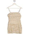 AUTEUR Cream / Black Ruched Polk Dot Mini Dress UK S