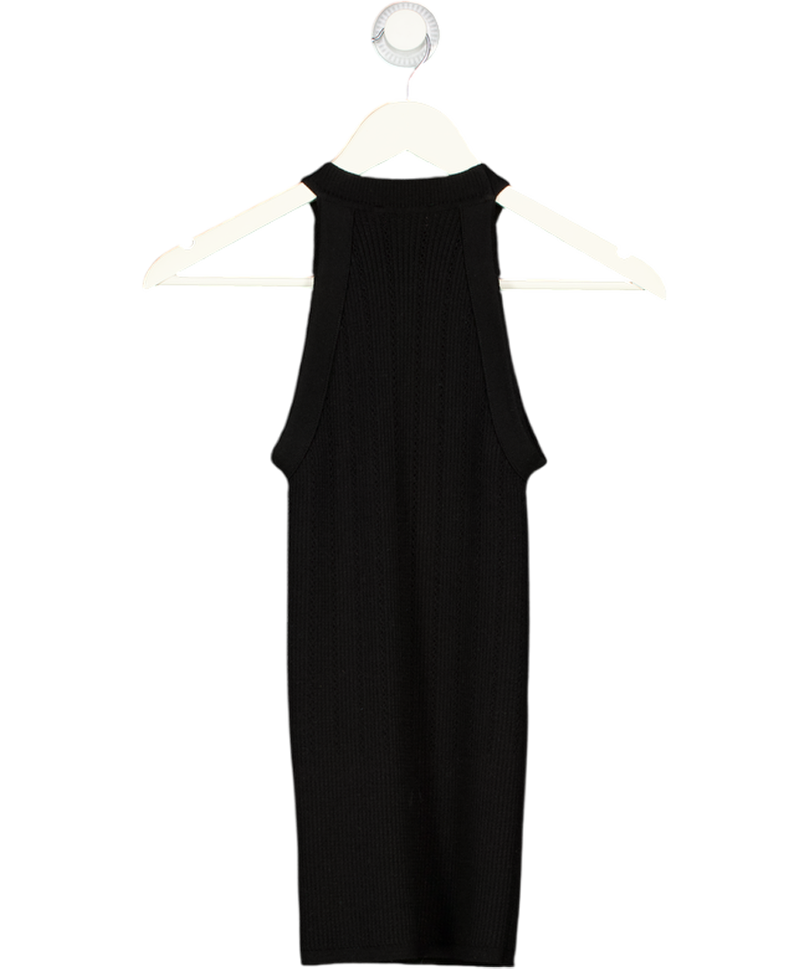 BALMAIN Black Halterneck Knitted  Gold Button Detail Top Fr34 UK 6