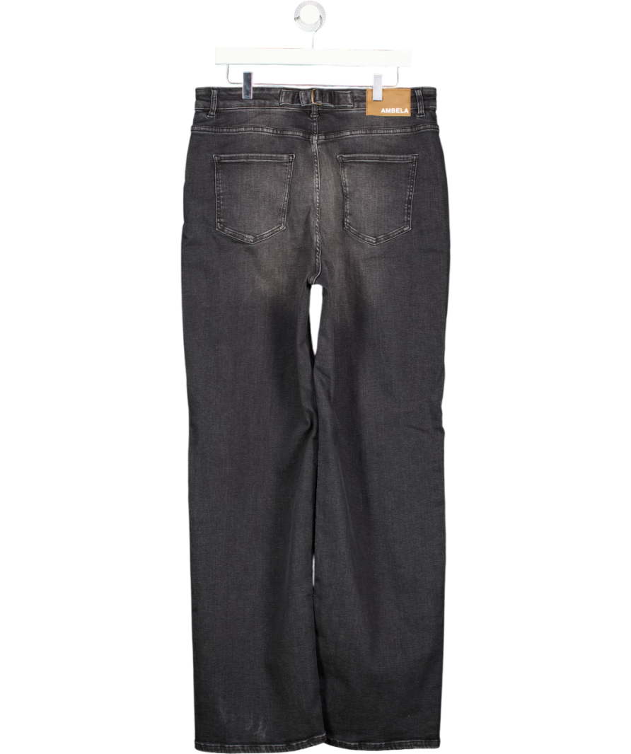 AMBELA Washed Black Stretch Straight Leg Jeans - Tall UK 18