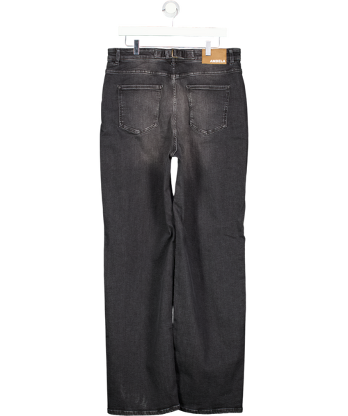 AMBELA Washed Black Stretch Straight Leg Jeans - Tall UK 18