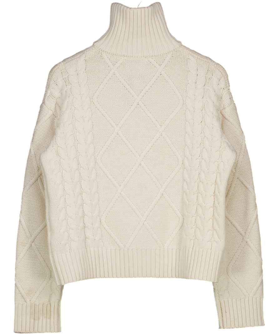 NA-KD Cream High Neck Zipped Knitted Sweater UK XS
