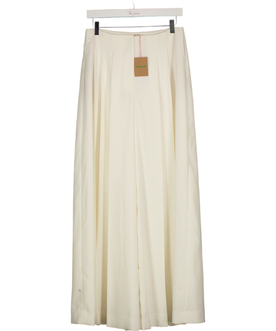 BODEN Cream Regent Wide Leg Trousers Ivory UK 10