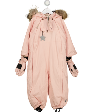 MINI A TURE Dusky Pink Matwisto Fleece Lined Coverall - Overall Snowsuit With Detachable Mittens 4 Years