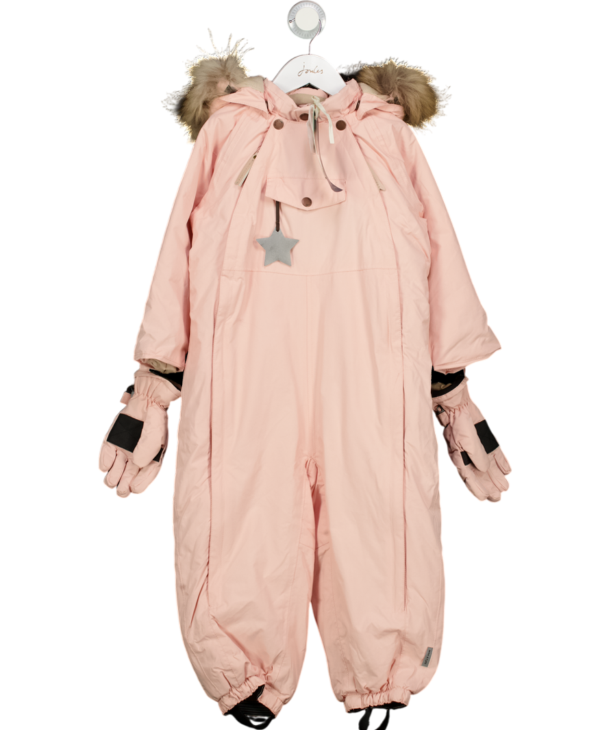 MINI A TURE Dusky Pink Matwisto Fleece Lined Coverall - Overall Snowsuit With Detachable Mittens 4 Years