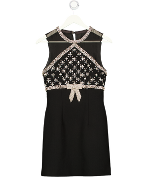 REBECCA VALLANCE X Nicky Hilton Black Crystal Bow Embellished Dress UK 6