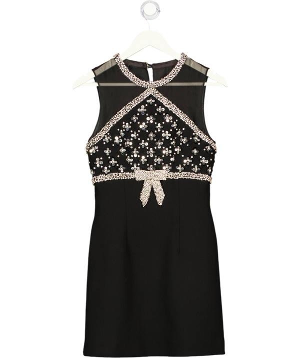 REBECCA VALLANCE X Nicky Hilton Black Crystal Bow Embellished Dress UK 6