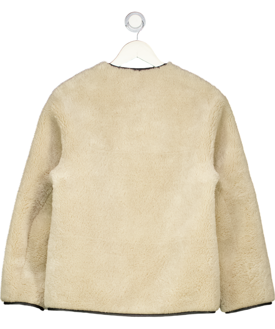 MANGO Beige Oversize Faux Leather & Shearling Jacket UK XXS