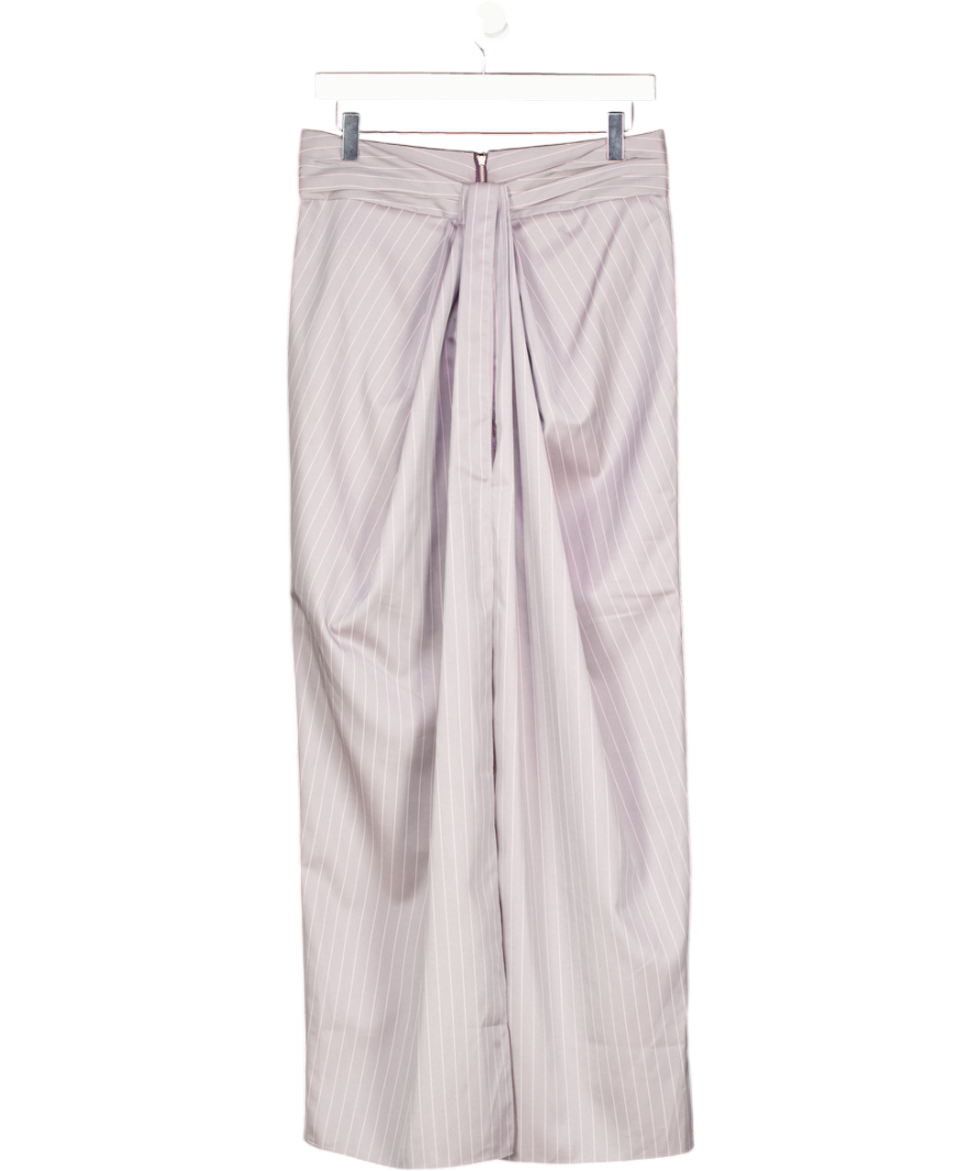 Van Nzill Grey Pleated Pinstripe Maxi Skirt UK S