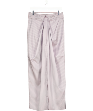 Van Nzill Grey Pleated Pinstripe Maxi Skirt UK S