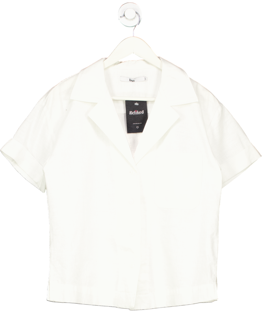 BOA White Linen Short Sleeve Bowling Shirt UK XS