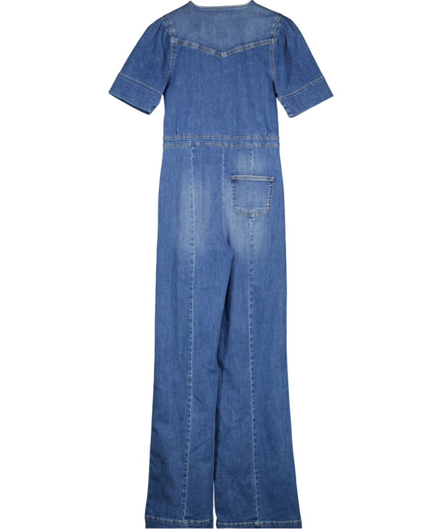 DONNA IDA Blue Opal The Softly Curved Jumpsuit UK S