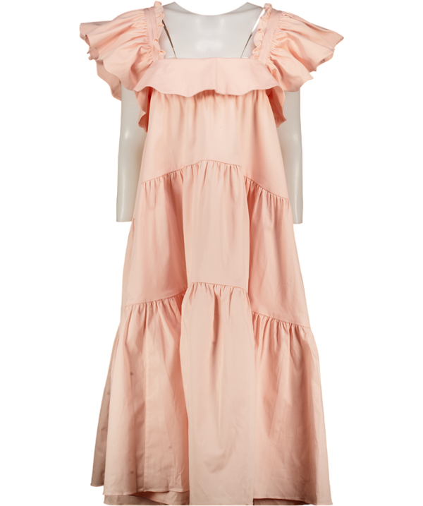 KIKA VARGAS Peach Pink Cicely Occasion Dress UK L