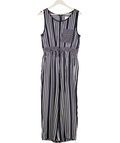 Whistles Navy Blue & White Multi Striped Drawstring Waist Jumpsuit UK M