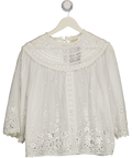 SEZANE White 100% Cotton Broderie Lace Top Fr40 UK 12