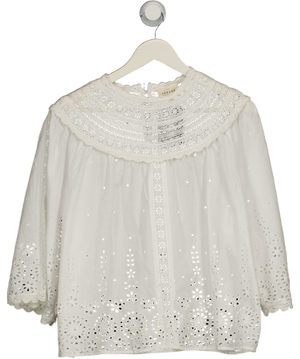 SEZANE White 100% Cotton Broderie Lace Top Fr40 UK 12