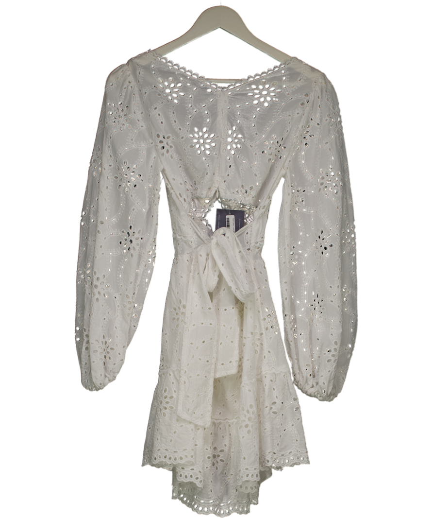 Alexandra Miro White Mariah Mini Dress - Pizzo Sangallo UK M