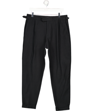 REISS Black Textured Cuffed Straight Leg Trousers W34