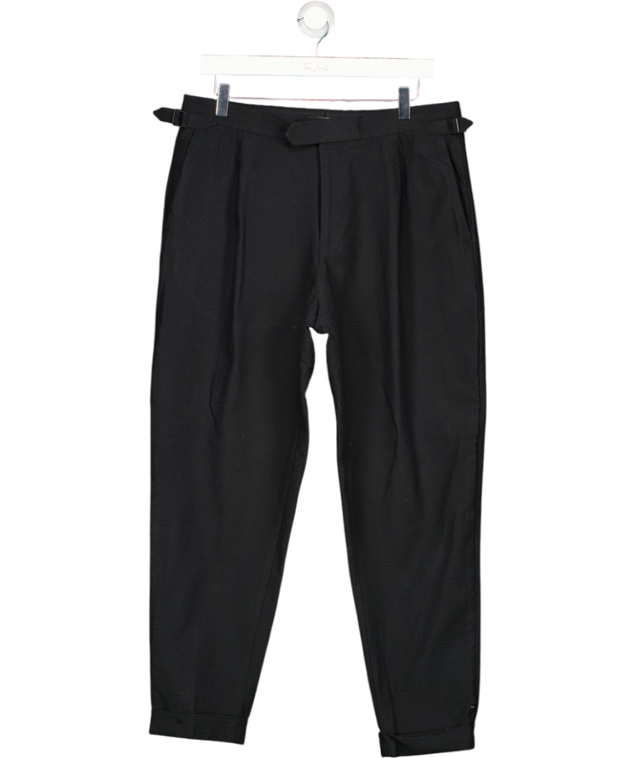 REISS Black Textured Cuffed Straight Leg Trousers W34