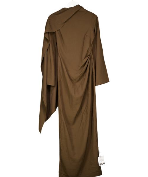 ASOS Brown Long Sleeved Scarf Detail Maxi Dress In Chocolate UK 6