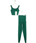 Gym Locker Green So Skin Square Neck Crop Top And Leggings Set UK XS