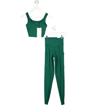 Gym Locker Green So Skin Square Neck Crop Top And Leggings Set UK XS