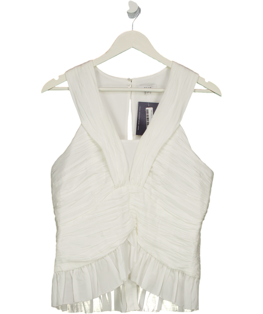 REISS White Riley Ruched Sleeveless Top UK 12