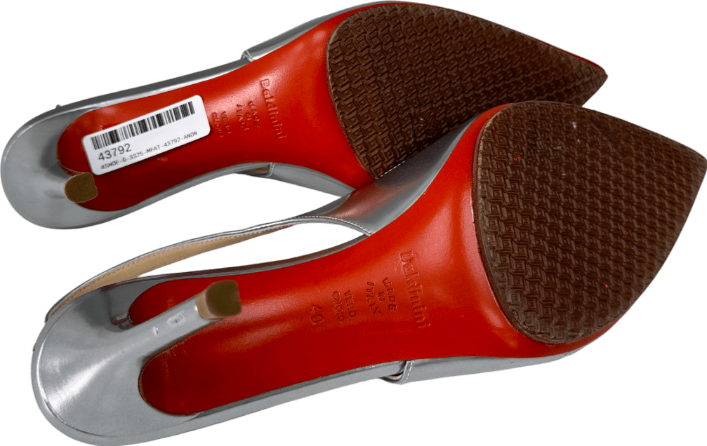 Baldini Metallic Silver Slingback Heels With Protective Soles UK 7 EU 40 👠 - Reliked