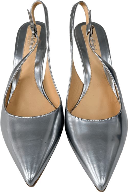 Baldini Metallic Silver Slingback Heels With Protective Soles UK 7 EU 40 👠 - Reliked