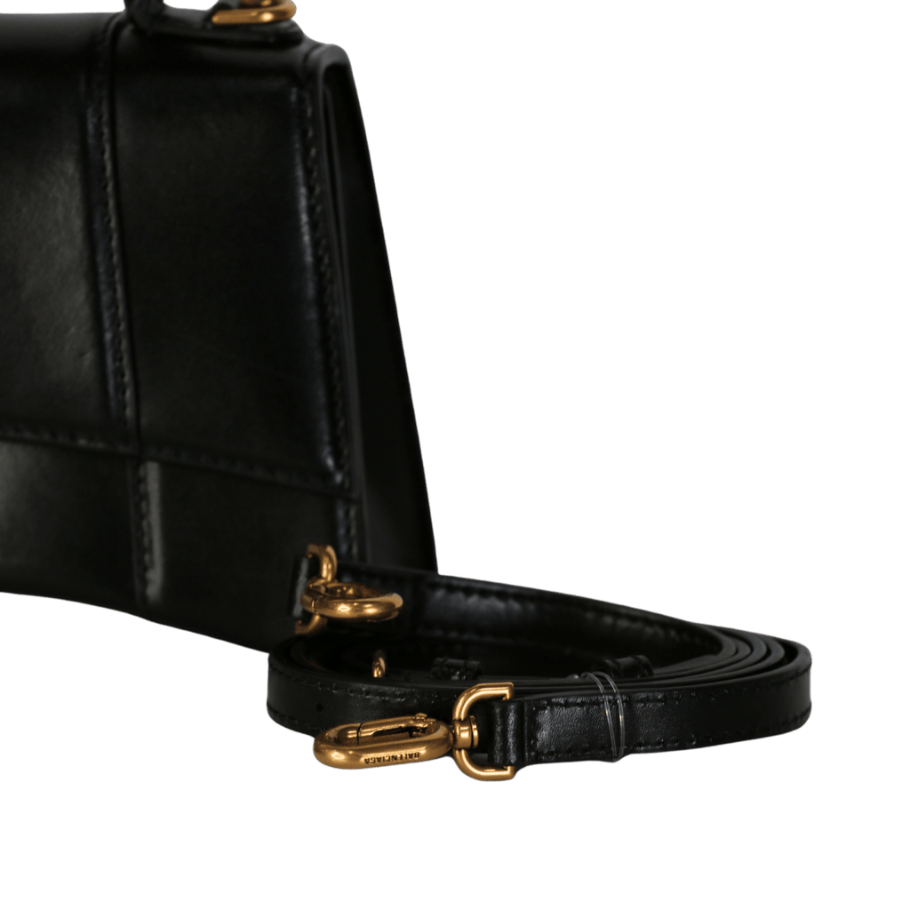Balenciaga Black smooth leather Hourglass XS Leather Tote with crossbody strap - Reliked