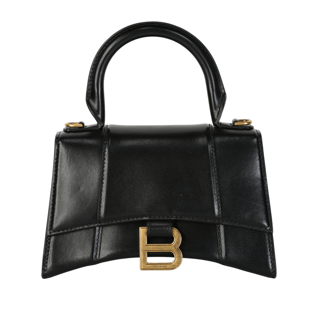 Balenciaga Black smooth leather Hourglass XS Leather Tote with crossbody strap - Reliked