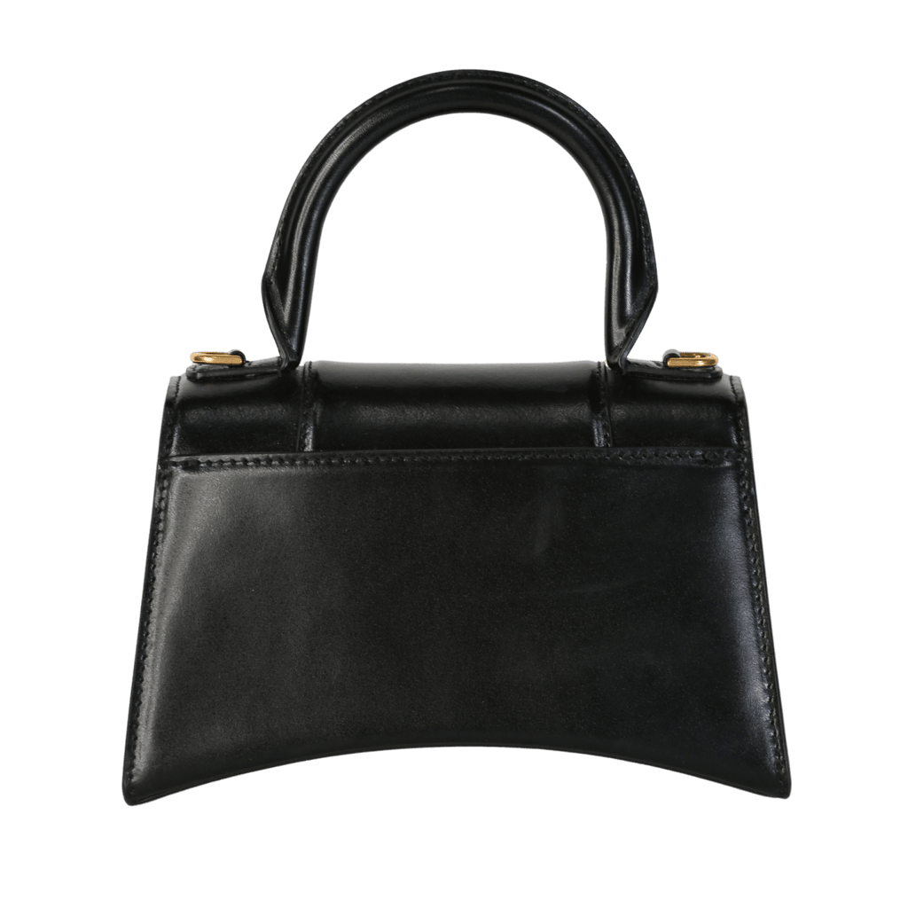 Balenciaga Black smooth leather Hourglass XS Leather Tote with crossbody strap - Reliked