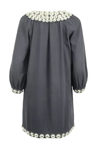 Balmain Black Embellished Silk Long Sleeve Dress UK 12 - Reliked