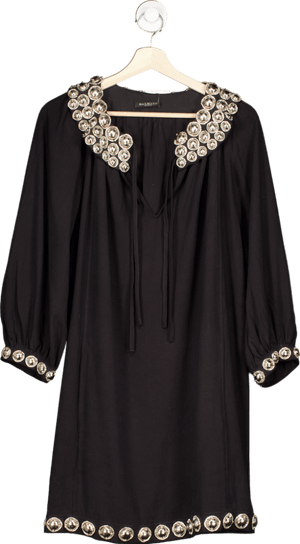 Balmain Black Embellished Silk Long Sleeve Dress UK 12